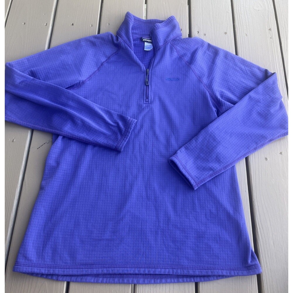Patagonia R1 Women’s Purple Grid Fleece Pullover Lightweight Performance Size XL